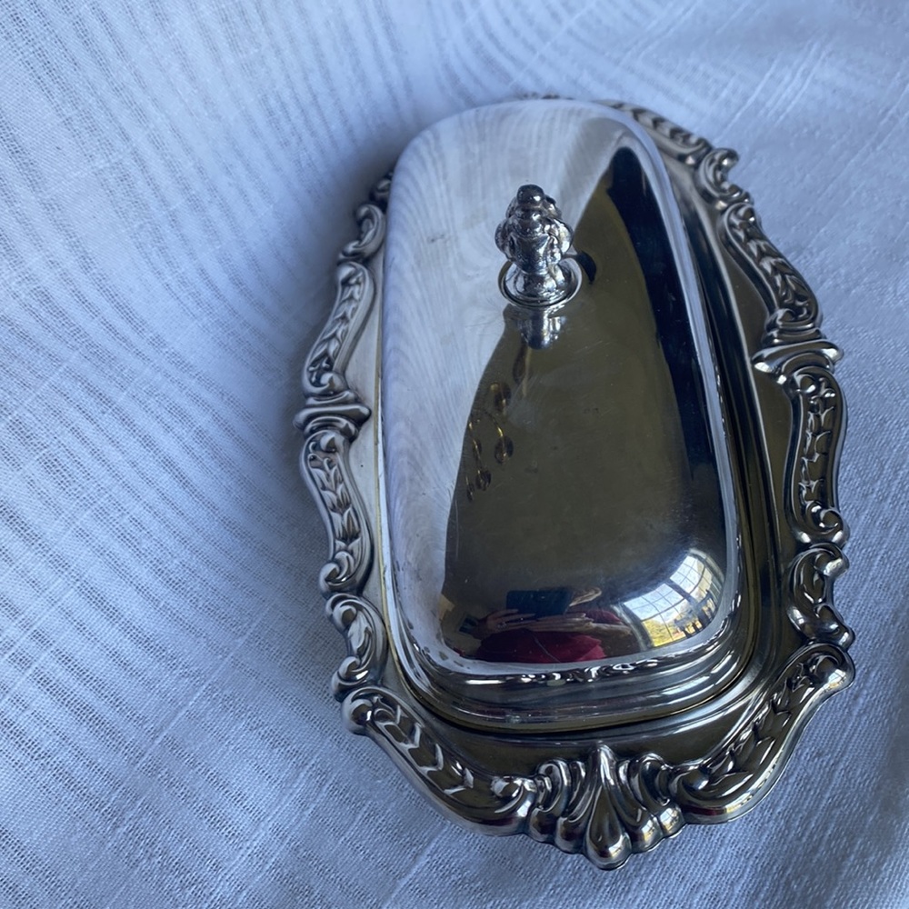 Vintage butter dish (probably silver plated) - Picture 4 of 9